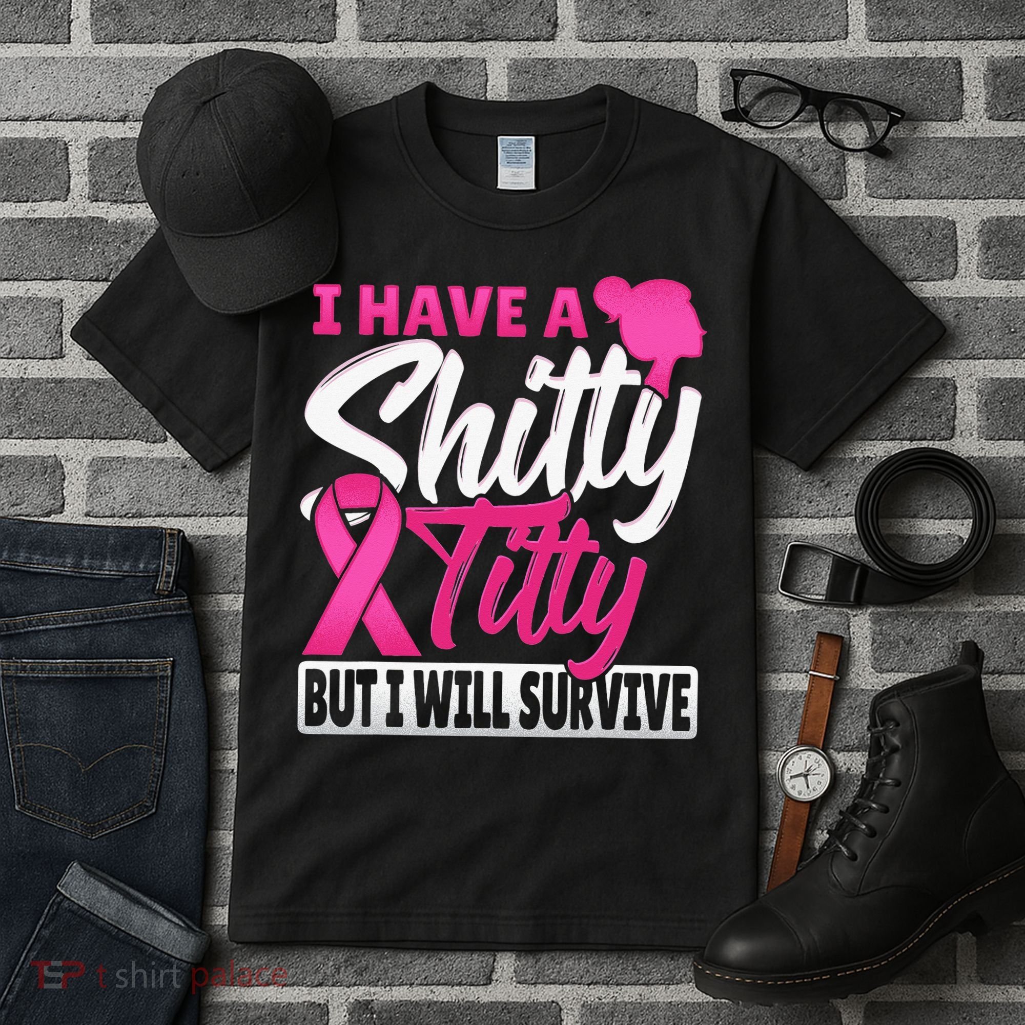 I Have A Shitty Titty But I Will Survive Breast Cancer Tall T-Shirt