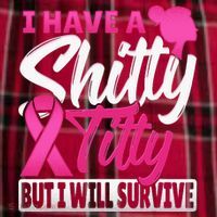 I Have A Shitty Titty But I Will Survive Breast Cancer Women's Flannel Plaid Pajama Pants thumb 2