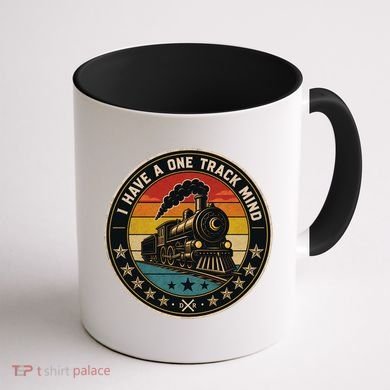 I Have A One Track Mind Train Engine Railroad Funny Coffee Mug back