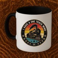 I Have A One Track Mind Train Engine Railroad Funny Coffee Mug thumb 2
