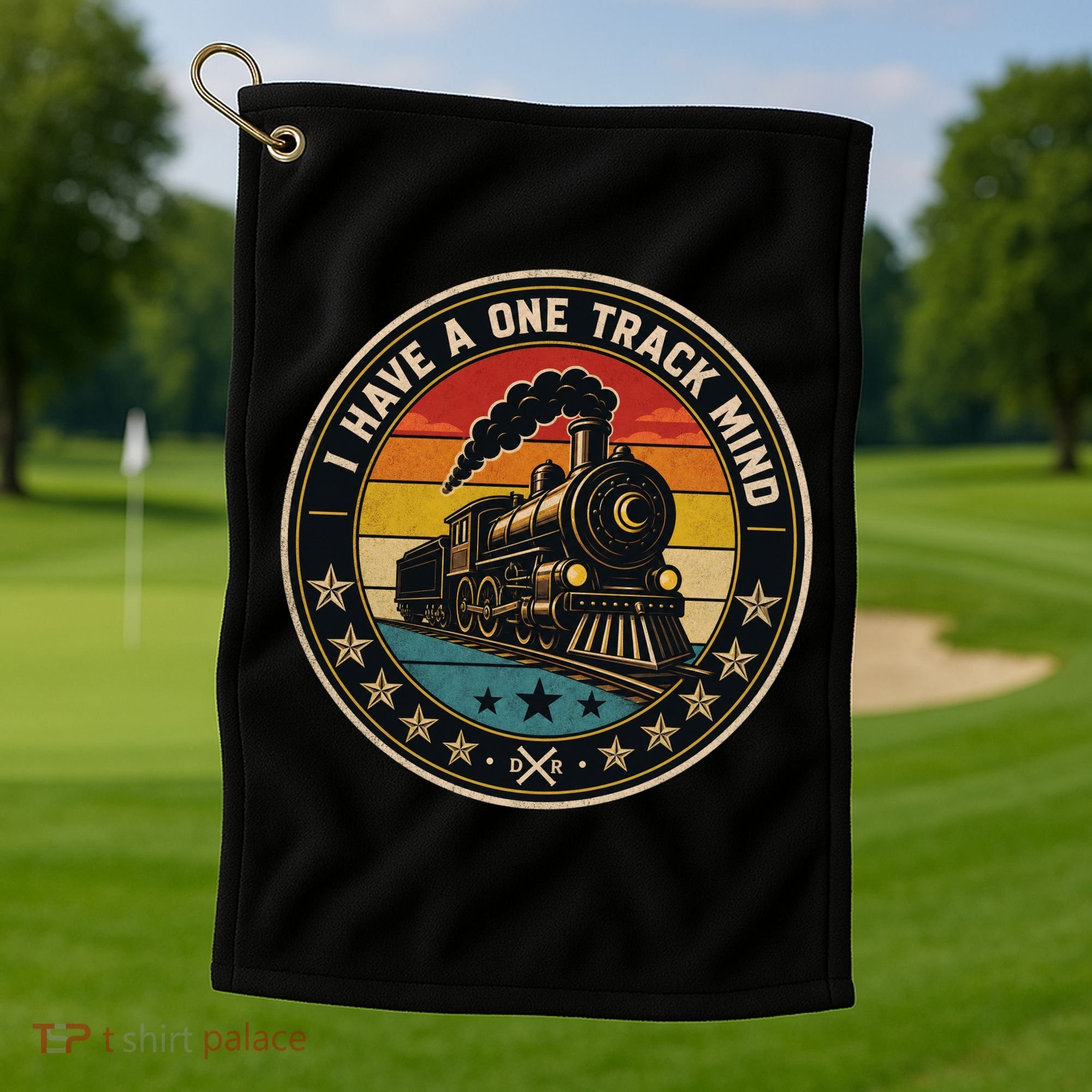 I Have A One Track Mind Train Engine Railroad Funny Golf Towel