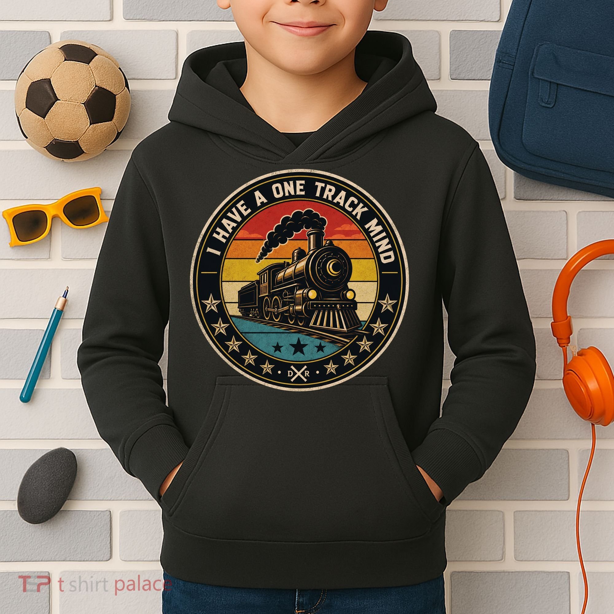 I Have A One Track Mind Train Engine Railroad Funny Kids Hoodie