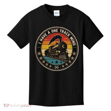 I Have A One Track Mind Train Engine Railroad Funny Kids T-Shirt
