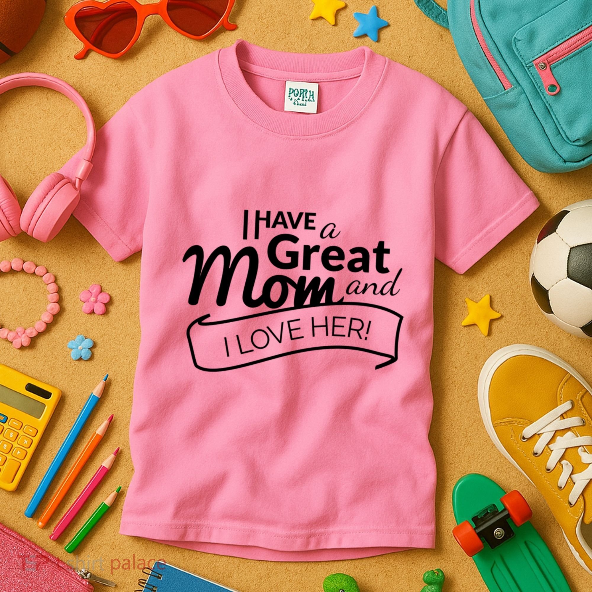 I Have A Great Mom And I Love Her Gift Kids T-Shirt