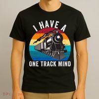 I Have A One Track Mind Locomotives Funny Train Enthusiast Funny Railroad Lover T-Shirt thumb 3