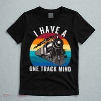 I Have A One Track Mind Locomotives Funny Train Enthusiast Funny Railroad Lover T-Shirt thumb 5