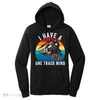 I Have A One Track Mind Locomotives Funny Train Enthusiast Funny Railroad Lover Women's Hoodie thumb 0