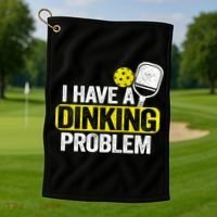 I Have A Dinking Problem Pickle Ball Jokes Funny Pickleball Cool Gift Golf Towel thumb 1
