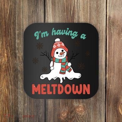 I'm Having A Meltdown Retro Christmas Snowman Gift Coaster