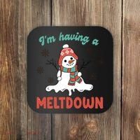 I'm Having A Meltdown Retro Christmas Snowman Gift Coaster thumb 0