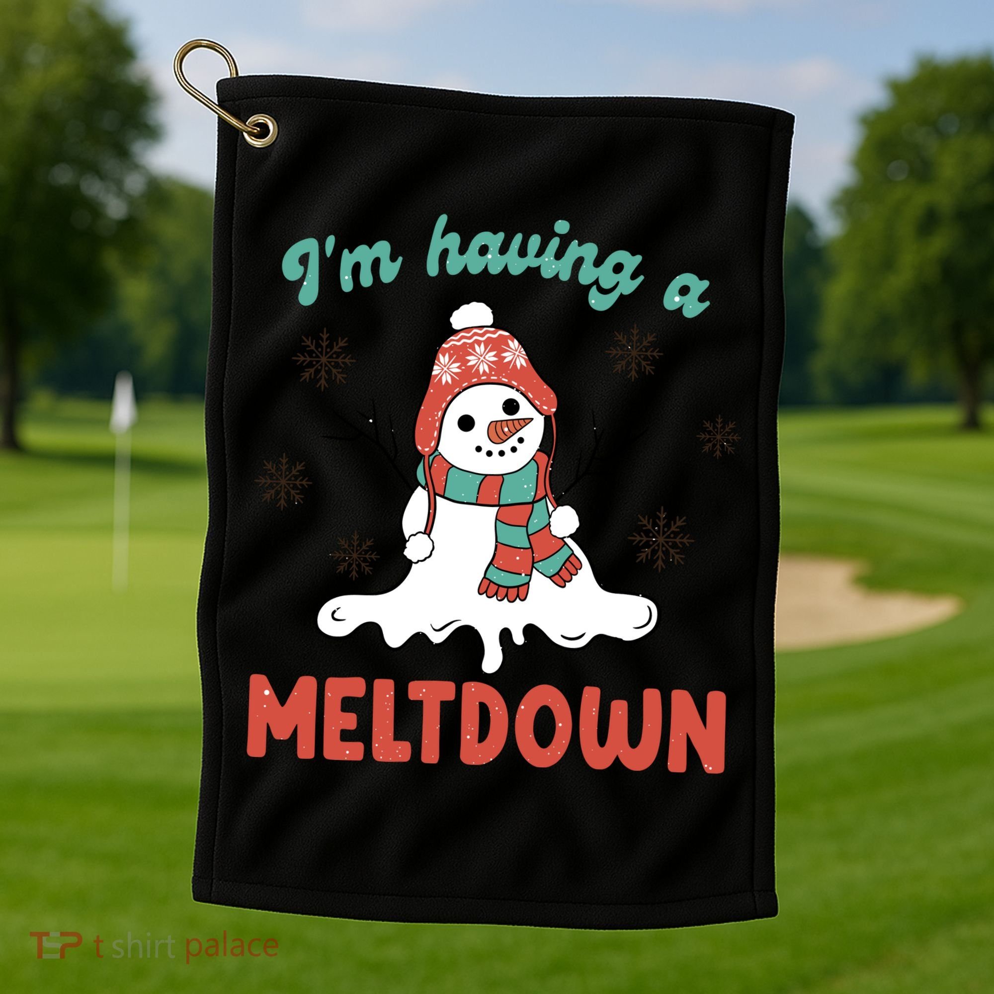 I'm Having A Meltdown Retro Christmas Snowman Gift Golf Towel