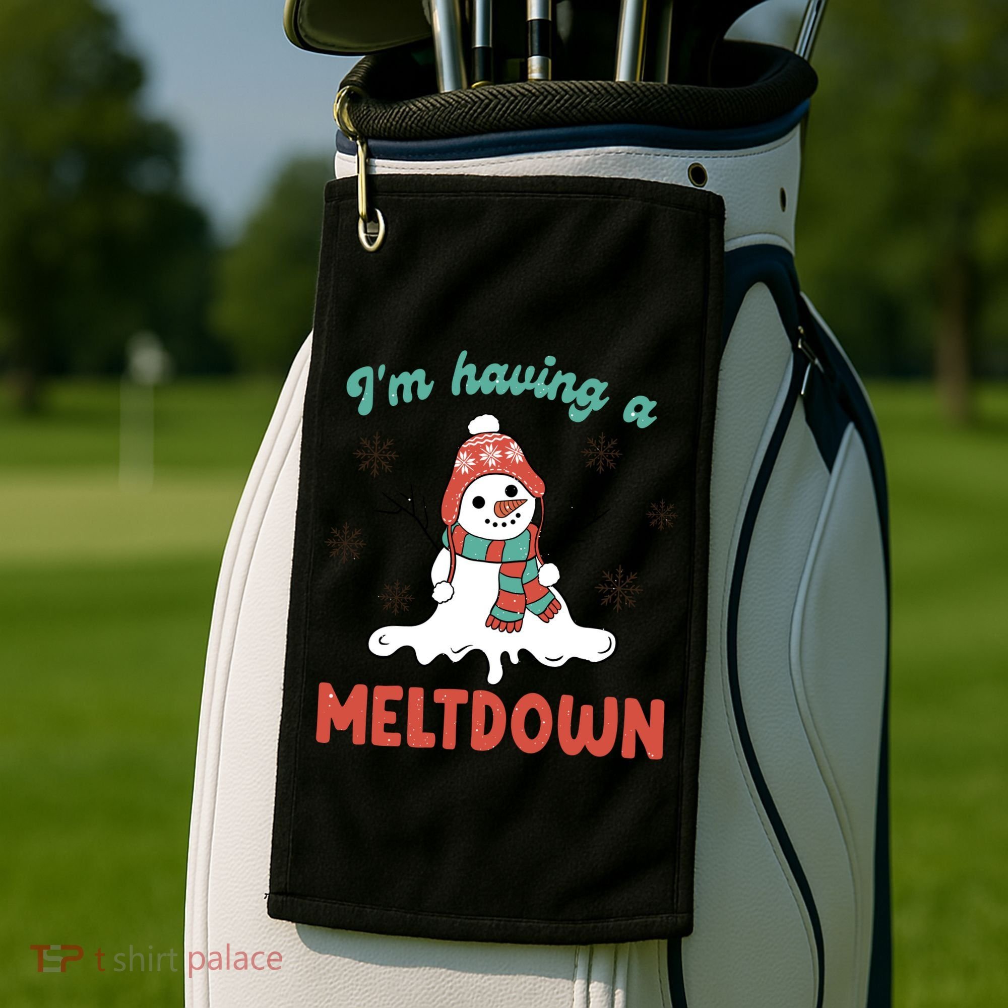 I'm Having A Meltdown Retro Christmas Snowman Gift Golf Towel