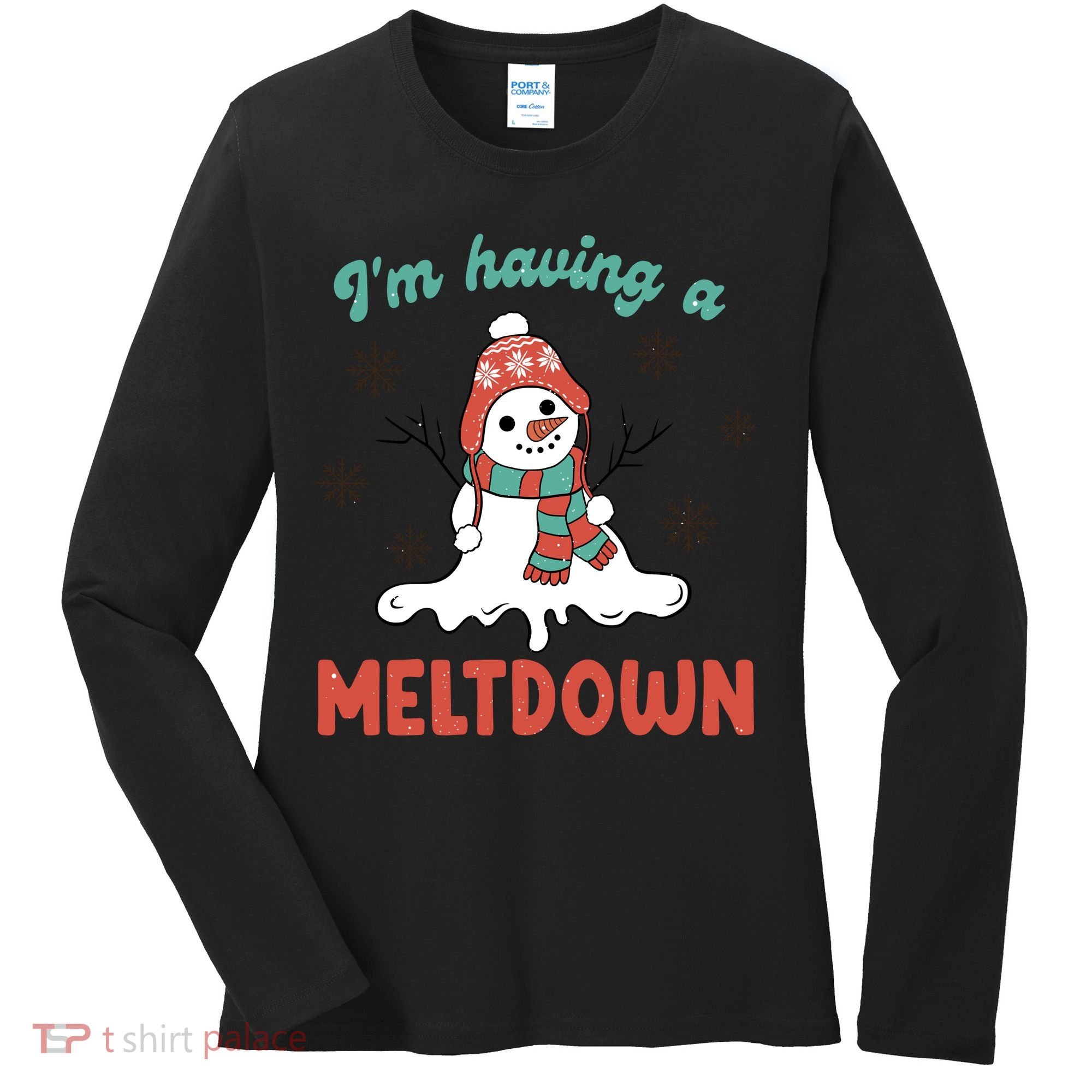 I'm Having A Meltdown Retro Christmas Snowman Gift Women's Long Sleeve Shirt