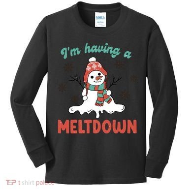 I'm Having A Meltdown Retro Christmas Snowman Gift Kids Long Sleeve Shirt