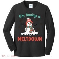 I'm Having A Meltdown Retro Christmas Snowman Gift Kids Long Sleeve Shirt thumb 0