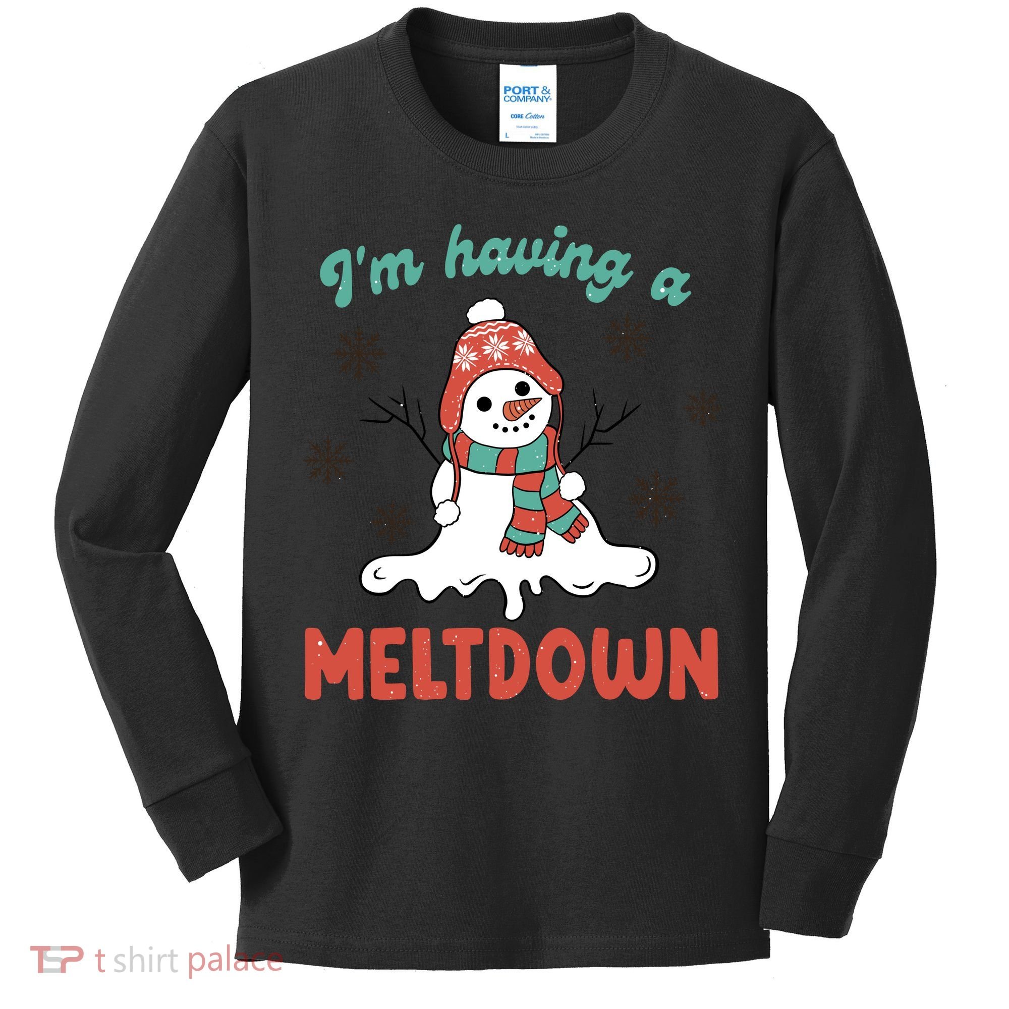 I'm Having A Meltdown Retro Christmas Snowman Gift Kids Long Sleeve Shirt