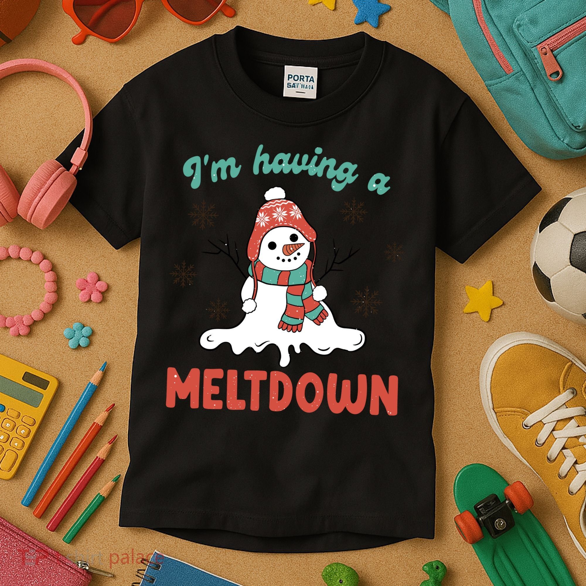 I'm Having A Meltdown Retro Christmas Snowman Gift Kids T-Shirt
