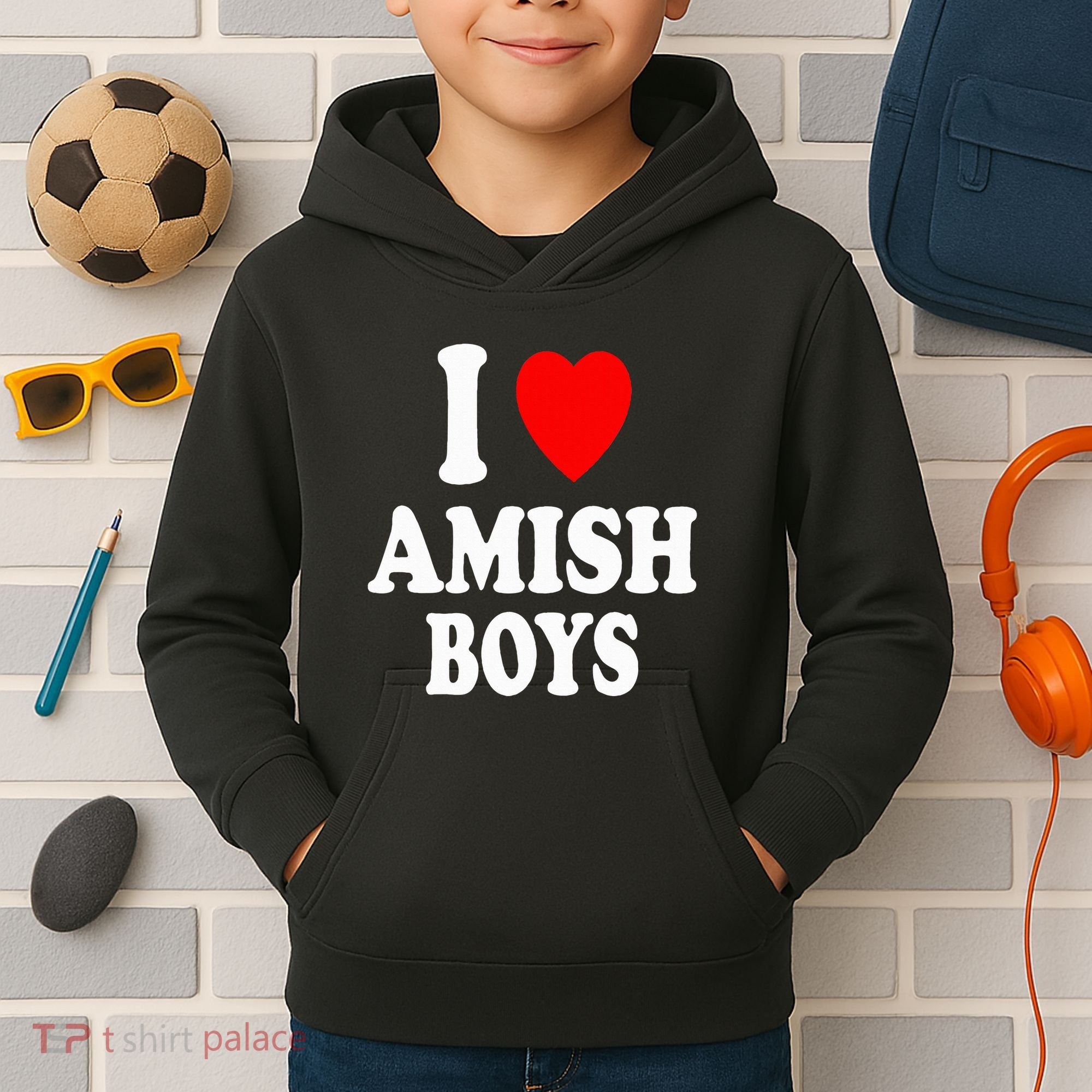 I Heart Amish Attraction Handsome Hot Sexy Kids Hoodie