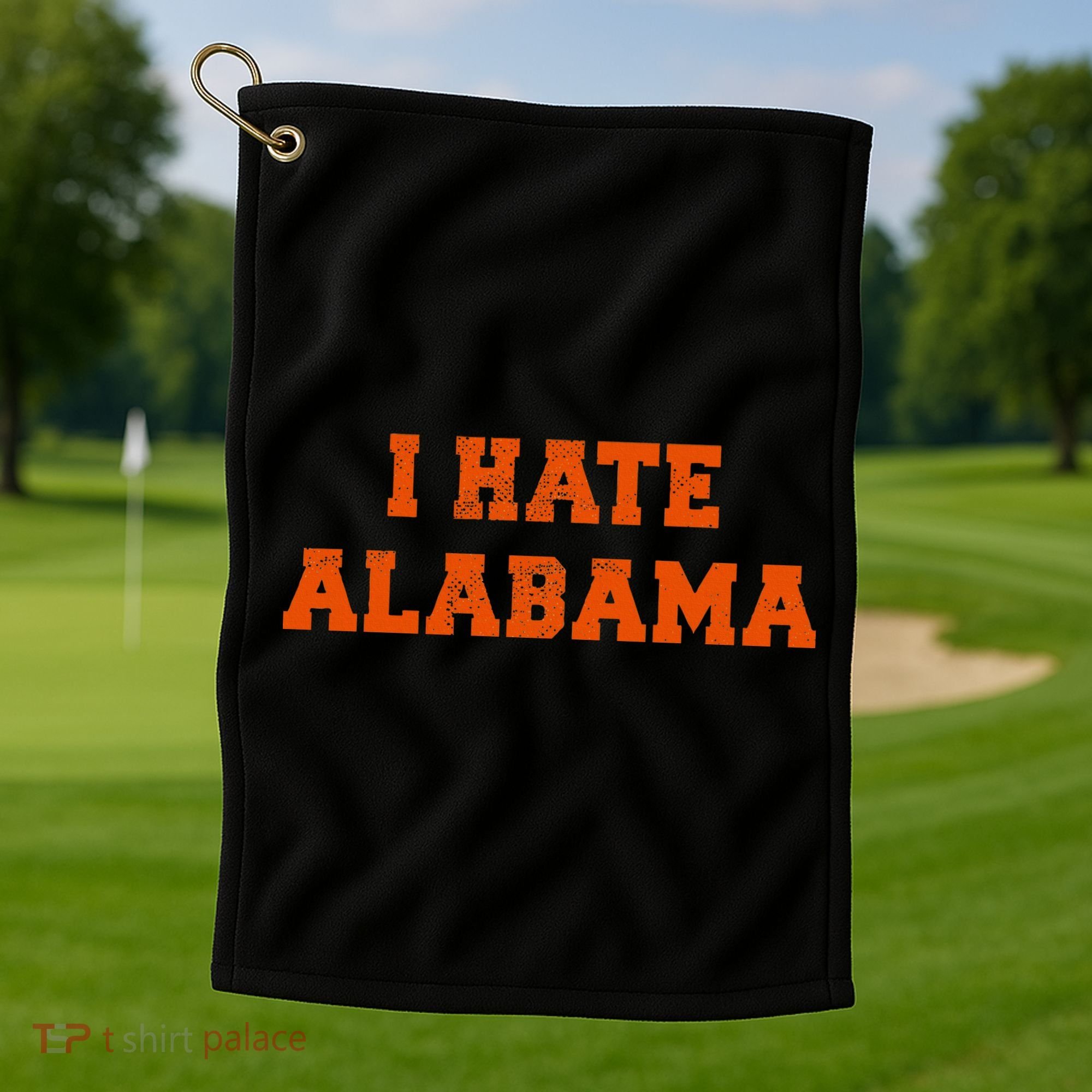 I Hate Alabama Orange And Blue Sports Fan Tailgating Golf Towel