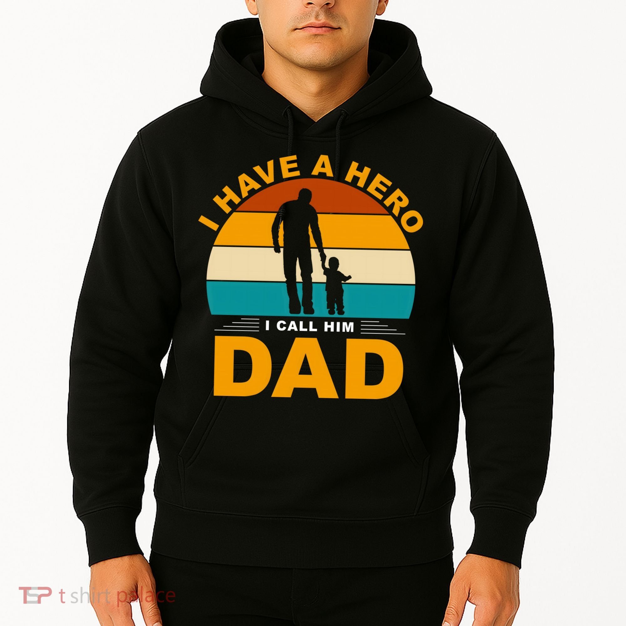 I Have A Hero I Call Him Dad Retro Sunset Hoodie