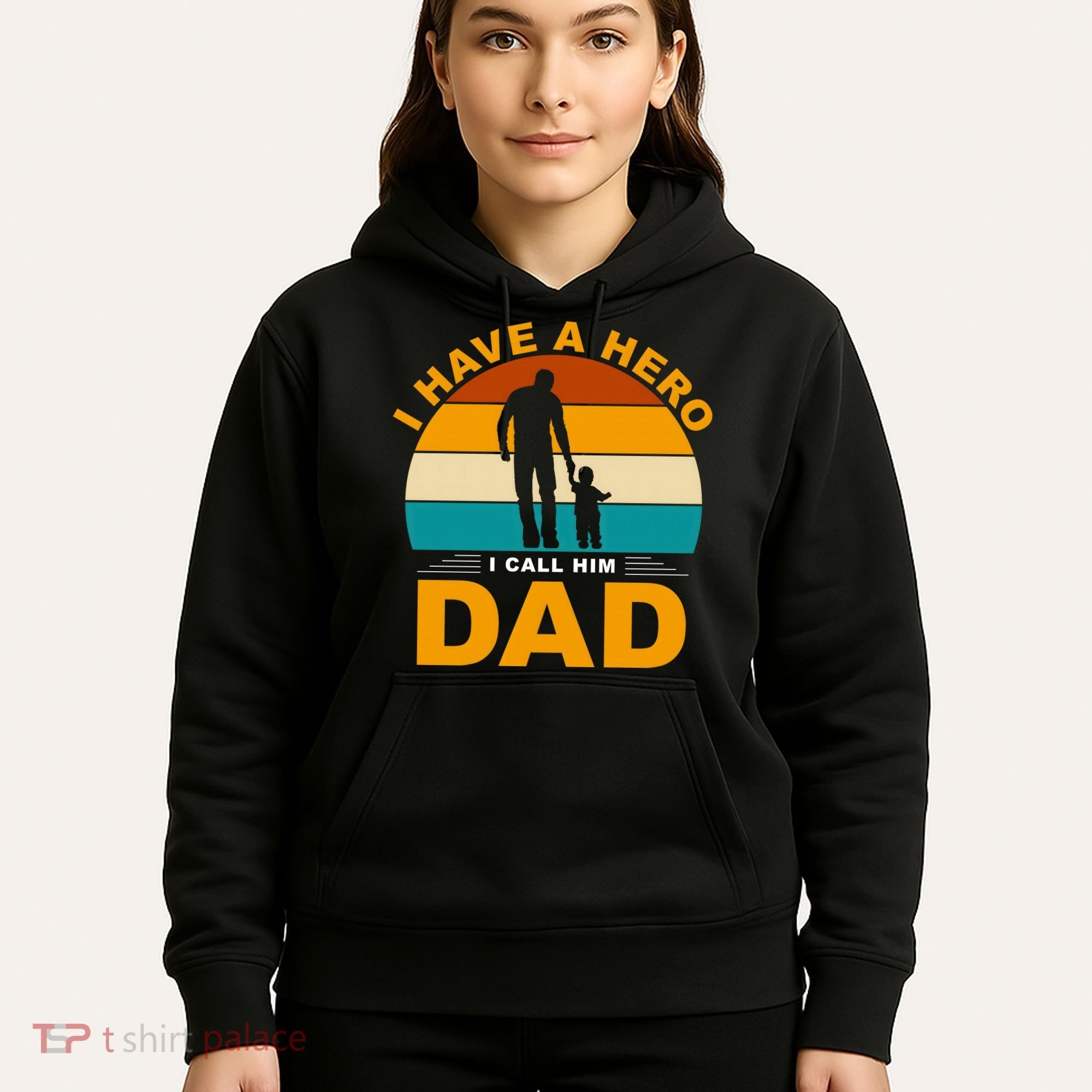I Have A Hero I Call Him Dad Retro Sunset Hoodie