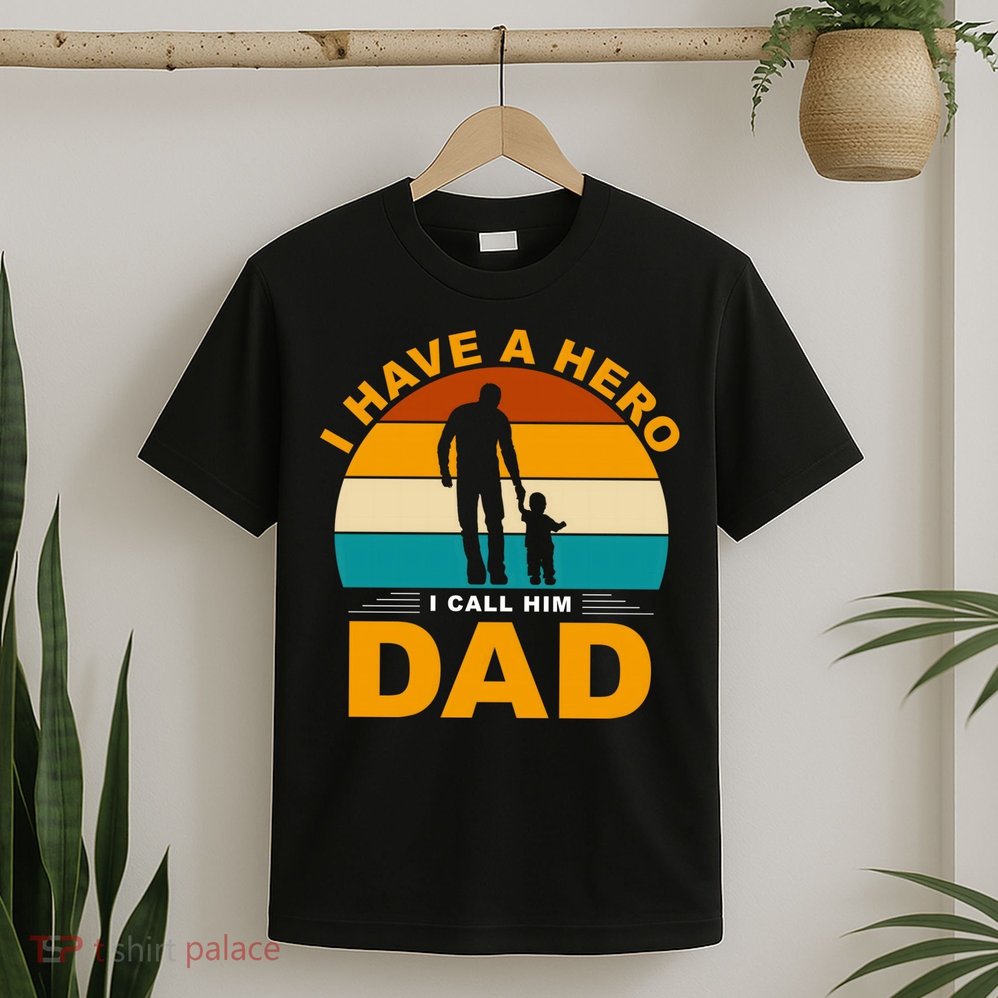 I Have A Hero I Call Him Dad Retro Sunset T-Shirt