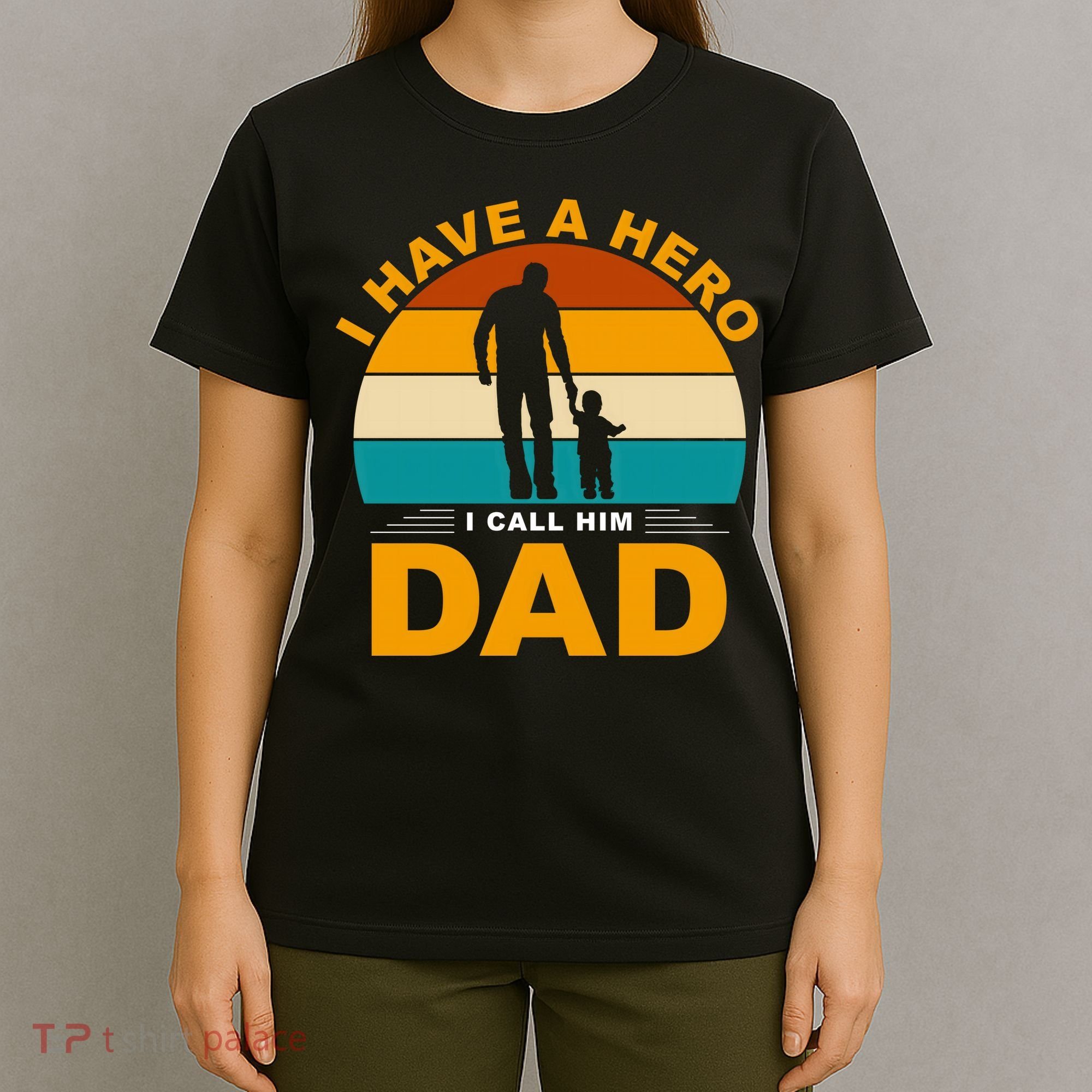 I Have A Hero I Call Him Dad Retro Sunset T-Shirt