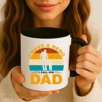 I Have A Hero I Call Him Dad Retro Sunset Coffee Mug thumb 3