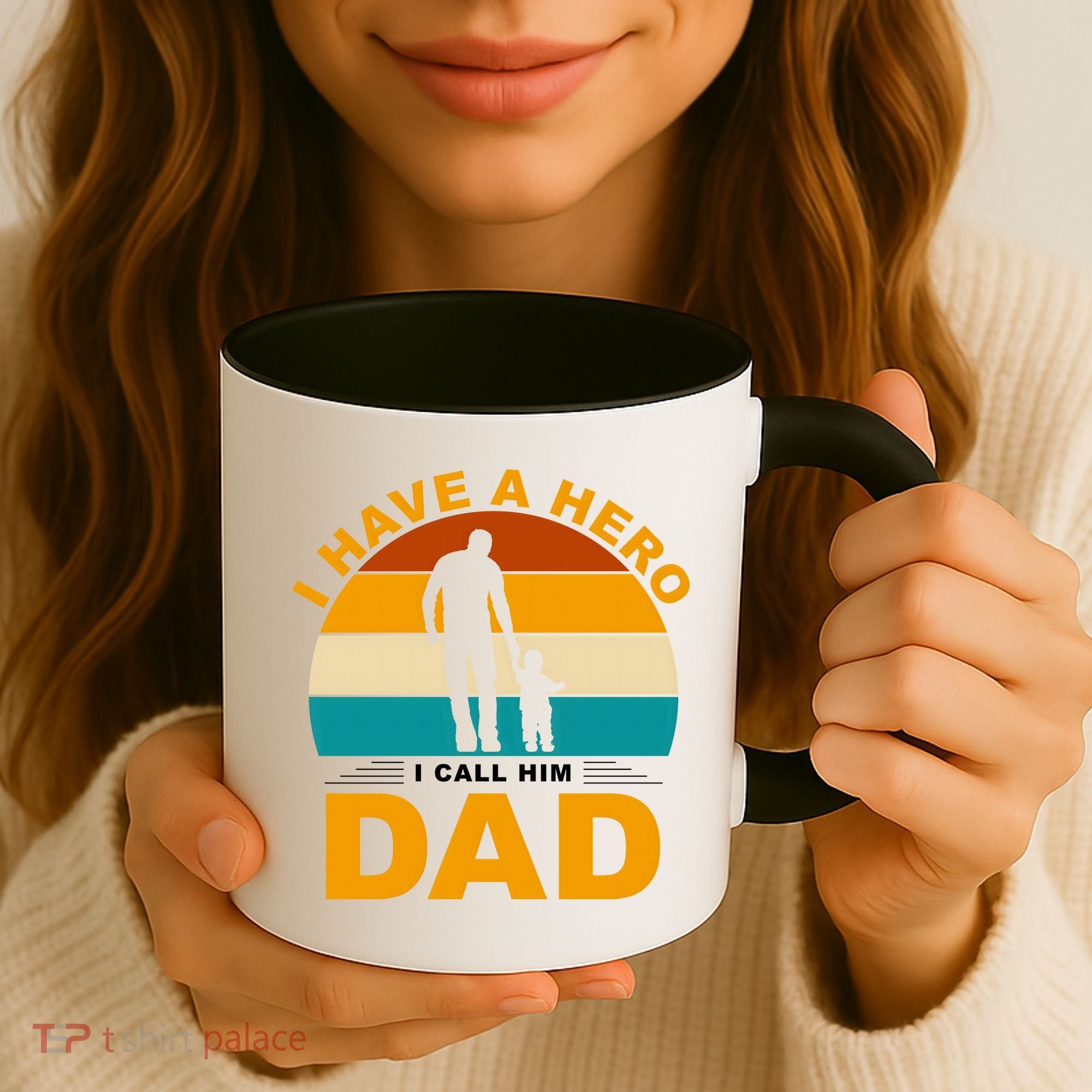 I Have A Hero I Call Him Dad Retro Sunset Coffee Mug