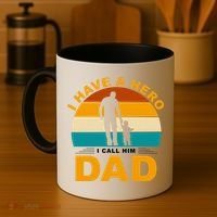 I Have A Hero I Call Him Dad Retro Sunset Coffee Mug thumb 4