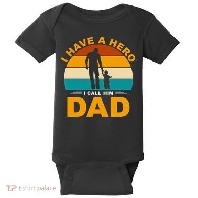I Have A Hero I Call Him Dad Retro Sunset Baby Bodysuit