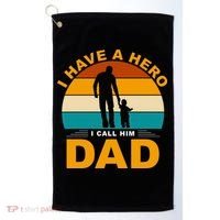 I Have A Hero I Call Him Dad Retro Sunset Golf Towel thumb 0