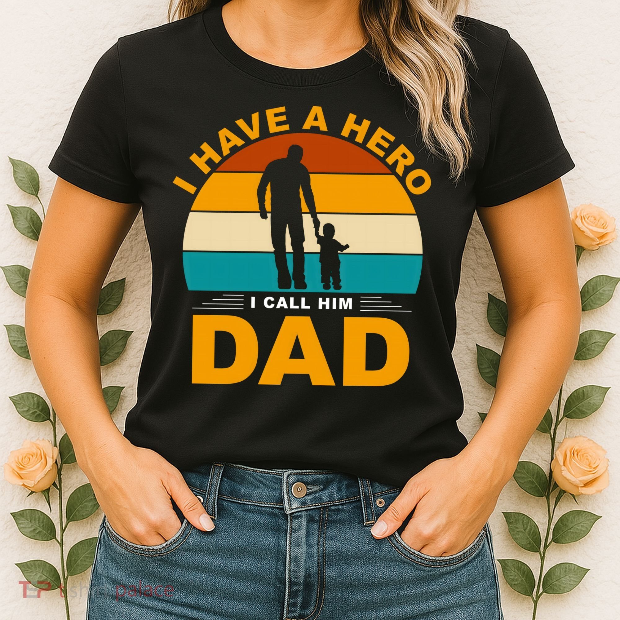 I Have A Hero I Call Him Dad Retro Sunset Women's T-Shirt