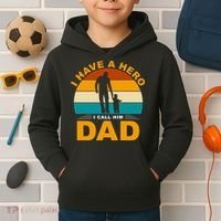I Have A Hero I Call Him Dad Retro Sunset Kids Hoodie thumb 2