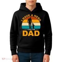 I Have A Hero I Call Him Dad Retro Sunset Kids Hoodie thumb 4