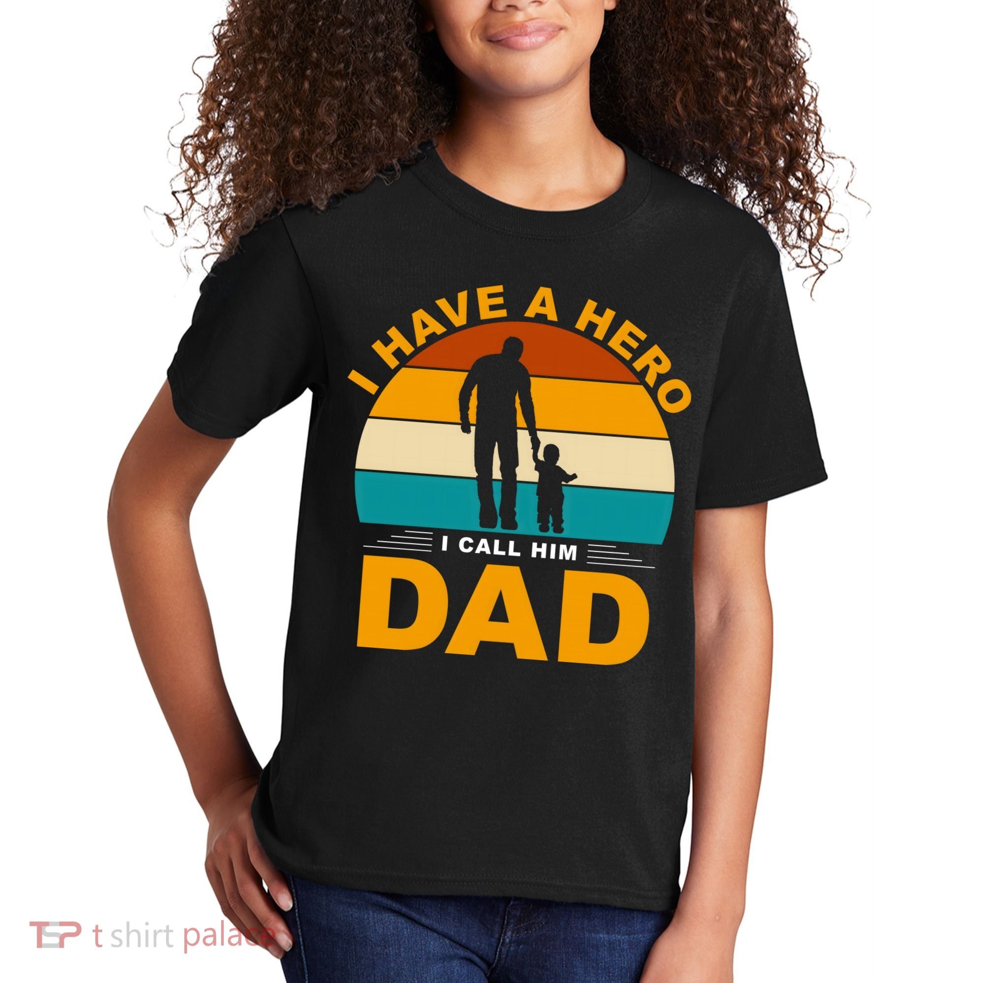 I Have A Hero I Call Him Dad Retro Sunset Kids T-Shirt