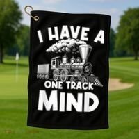 I Have A One Track Mind Trains Locomotive Engineer Golf Towel thumb 1