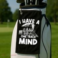 I Have A One Track Mind Trains Locomotive Engineer Golf Towel thumb 2