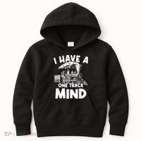 I Have A One Track Mind Trains Locomotive Engineer Kids Hoodie thumb 0
