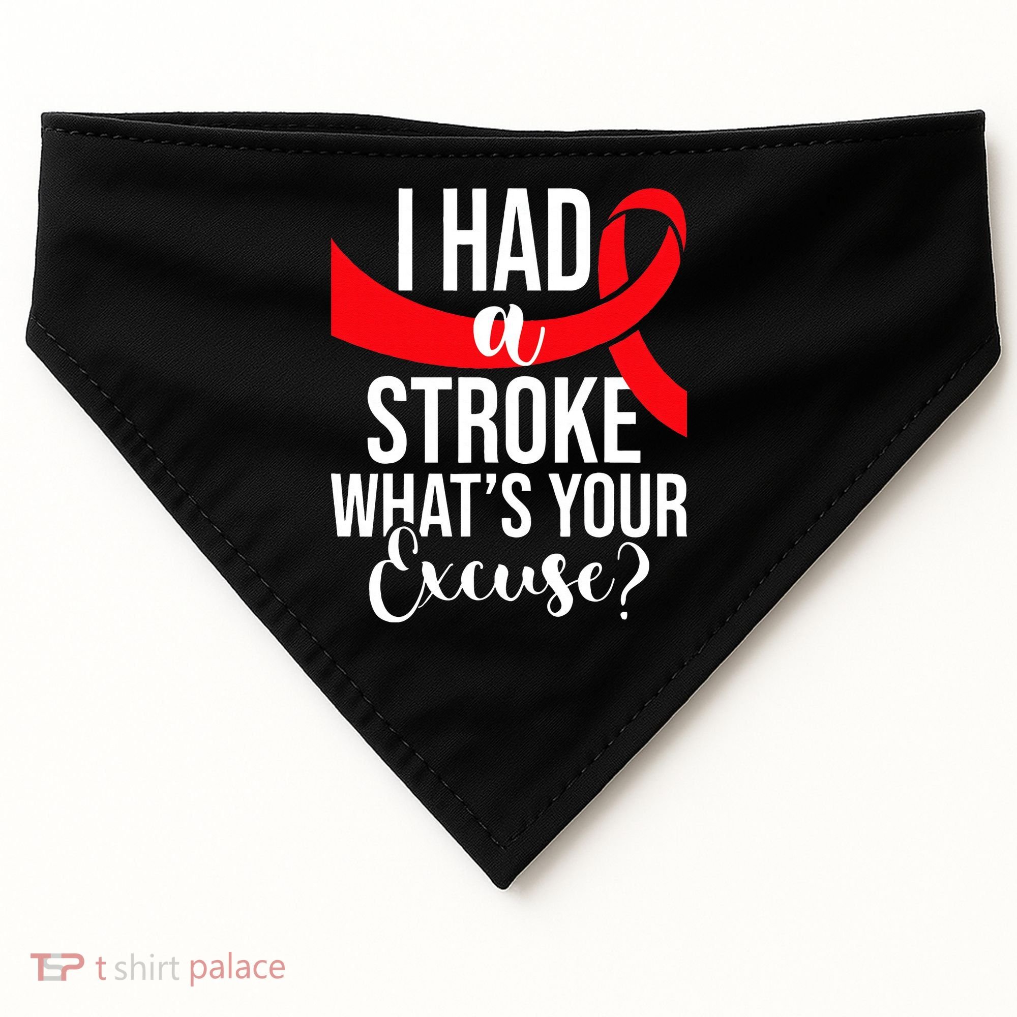 I Had A Stroke Stroke Survivor Red Awareness Ribbon USA-Made Doggie Bandana