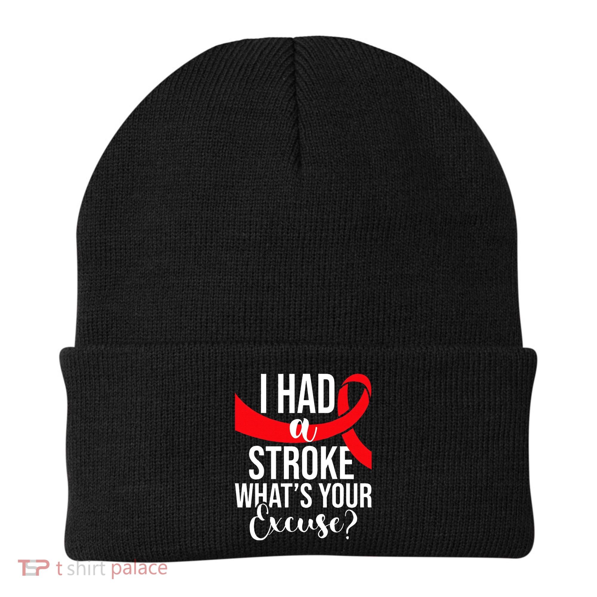 I Had A Stroke Stroke Survivor Red Awareness Ribbon Beanie