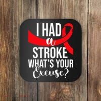 I Had A Stroke Stroke Survivor Red Awareness Ribbon Coaster thumb 0