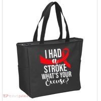I Had A Stroke Stroke Survivor Red Awareness Ribbon Tote Bag thumb 2