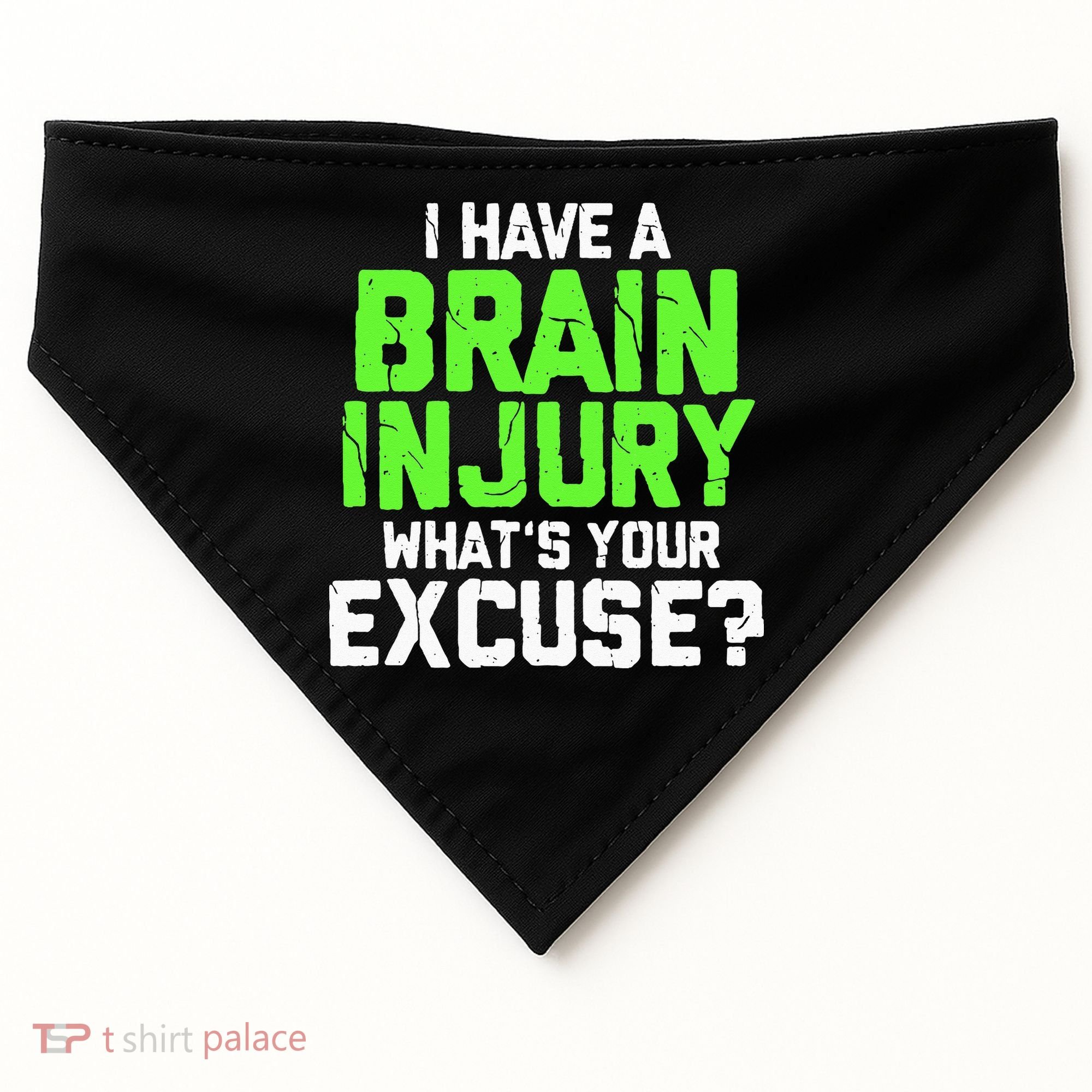 I Have A Brain Injury Whats Your Excuse TBI Patient Warrior USA-Made Doggie Bandana