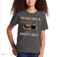 IM Holding A Cigar So Yeah IM Pretty Busy Cigar Kids T-Shirt thumb 2
