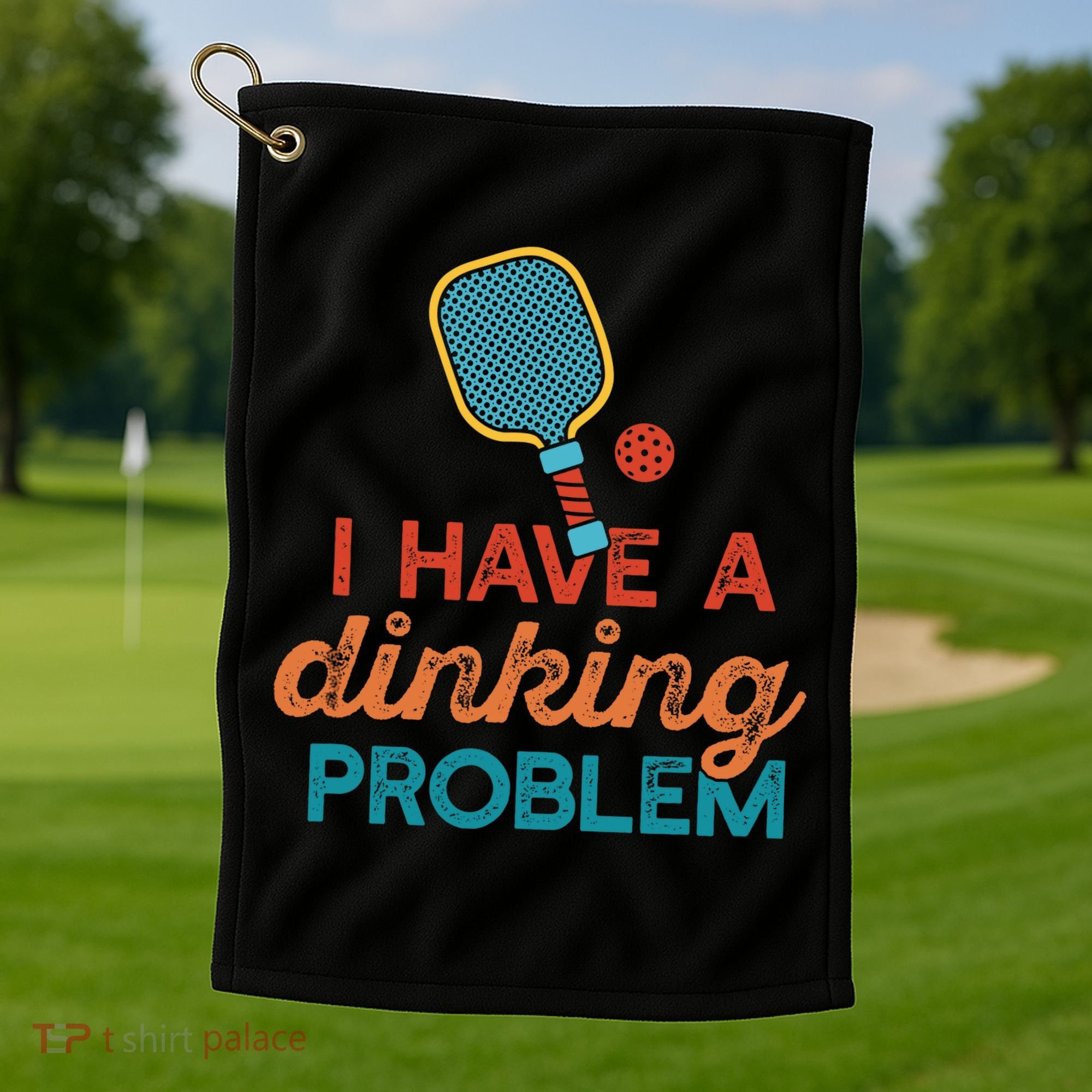 I HAVE A DINKING PROBLEM PICKLEBALL Dink Pickle Ball Meme Golf Towel
