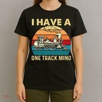 I Have A One Track Mind Trainspotter Model Train Railroad T-Shirt thumb 4