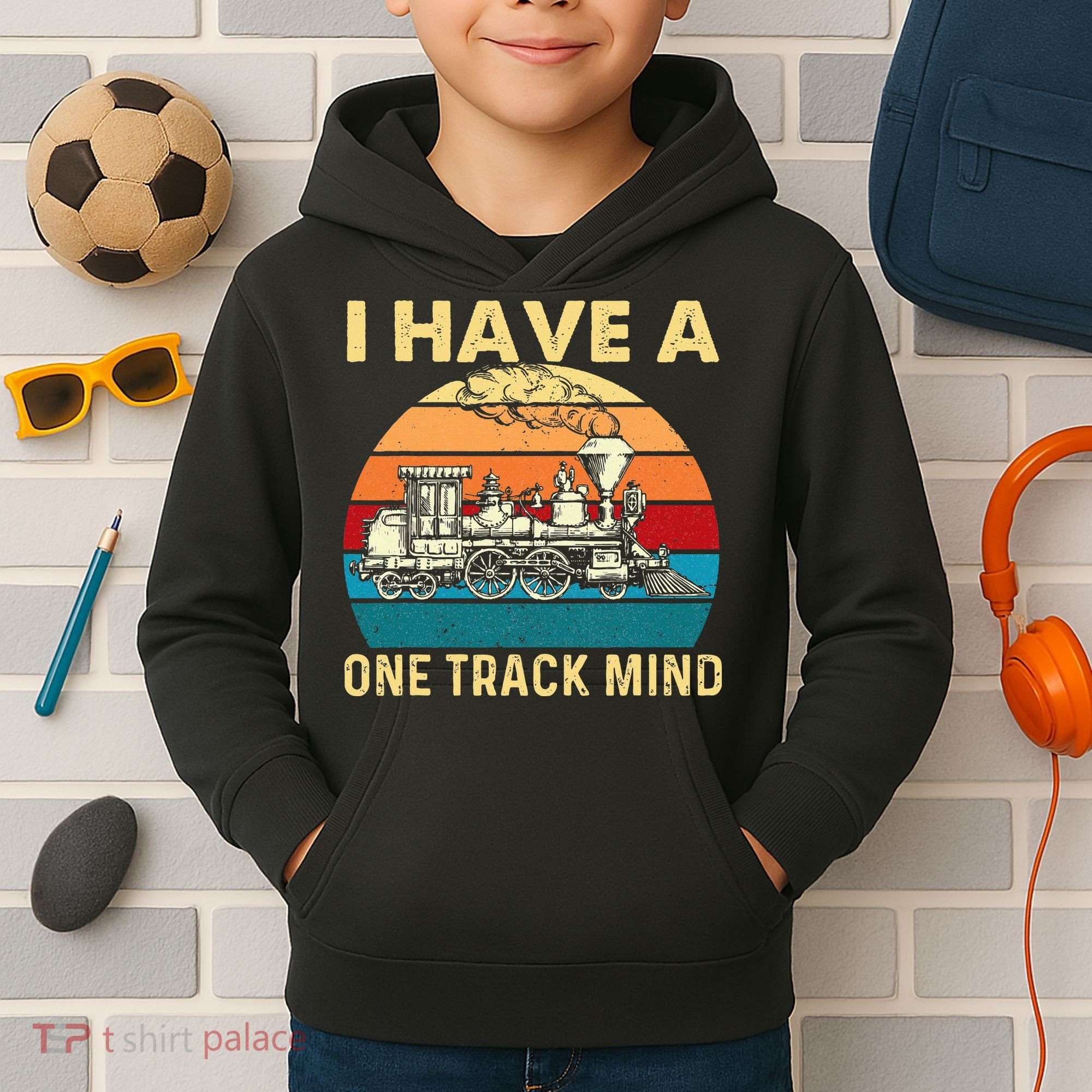 I Have A One Track Mind Trainspotter Model Train Railroad Kids Hoodie