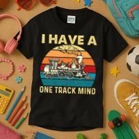 I Have A One Track Mind Trainspotter Model Train Railroad Kids T-Shirt thumb 3
