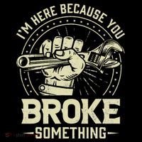 I'm Here Because You Broke Something Funny Mechanic Stripe Pom Pom Beanie thumb 2